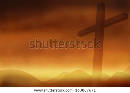 Cross with the sunset  background