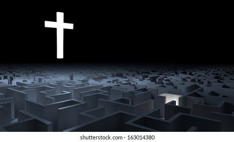 Cross That Illuminates Maze While Light Stock Illustration 163014380 ...