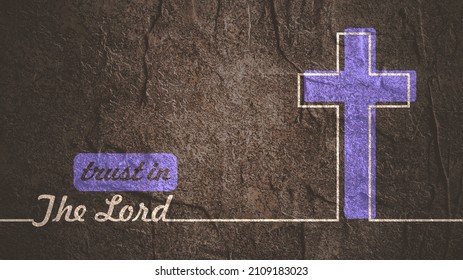 Cross And Trust In The Lord Text In Thin Lines Style