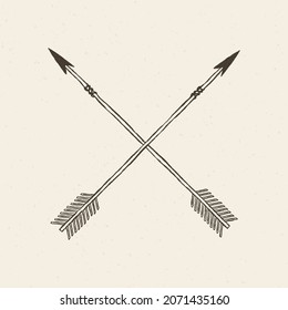 Crossed Arrow Logo Hand Drawn In Vintage Wild West Theme