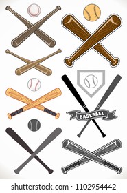 Crossed Baseball Bats And Ball Sets