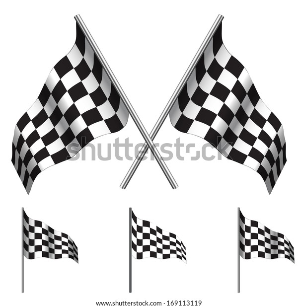 crossed\
Checkered Flags (racing flags). \
illustration.