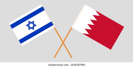 Crossed Flags Of Bahrain And Israel