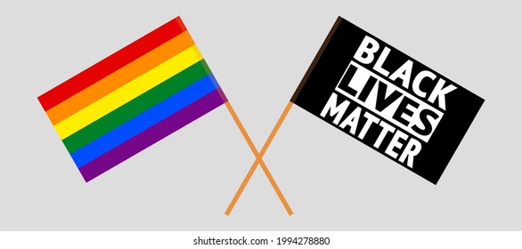 Crossed Flags Of Blm And LGBTQ