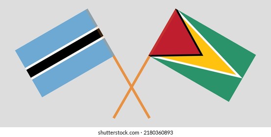 Crossed Flags Guyana Botswana Official Colors Stock Illustration ...