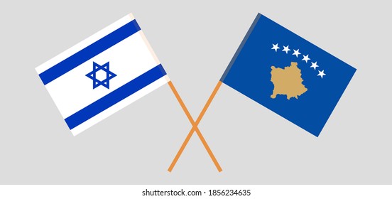 Crossed Flags Of Kosovo And Israel