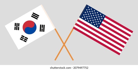 Stickers x4 USA United States America-SOUTH KOREA Flying Flag S.Korean 50mm 2" 