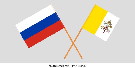 Crossed Flags Of Vatican And Russia