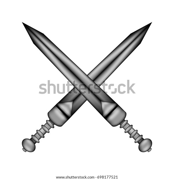 Crossed Gladius Swords Sign Icon On Stock Illustration 698177521