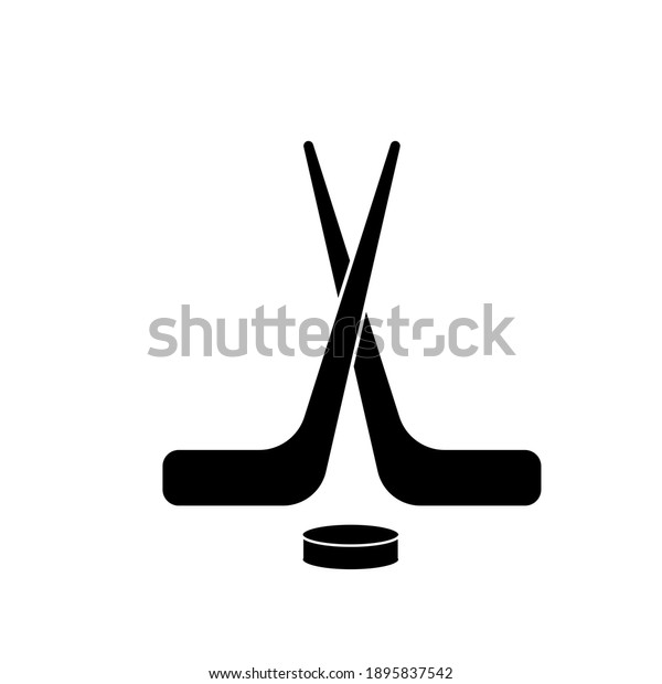 Crossed hockey sticks and\
puck icon