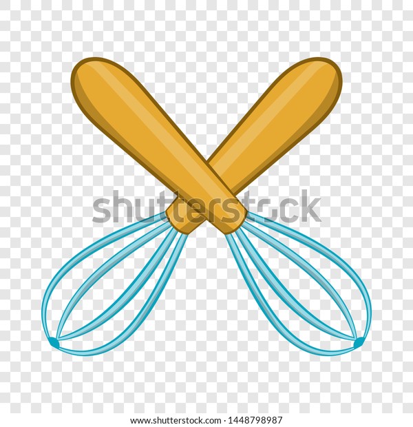 Crossed kitchen whisks icon in cartoon style on a\
background for any web\
design
