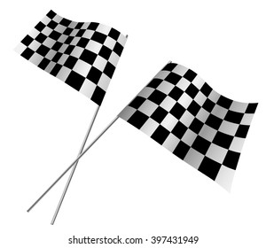 Crossed Racing Flags Isolated On White Stock Illustration 397431949