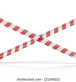 Crossed red white warning tape - Shutterstock ID 121345012