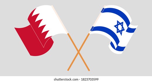 Crossed And Waving Flags Of Israel And Bahrain