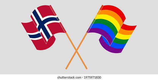 Crossed Waving Flags Norway Lgbtq Stock Illustration 1975971830 Shutterstock 3162