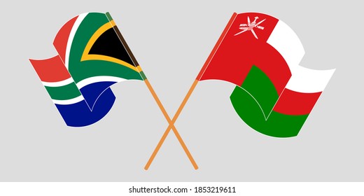 Crossed And Waving Flags Of Oman And The RSA