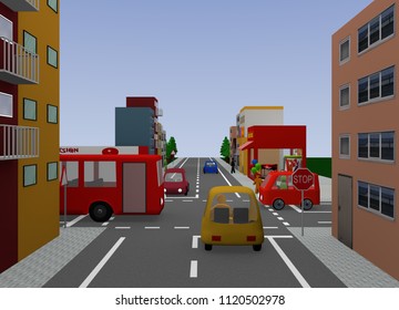 Crossing with stop sign. 3d rendering