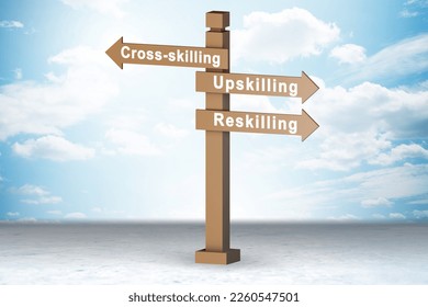 At the crossroads choosing between up-skilling and re-skilling - Shutterstock ID 2260547501