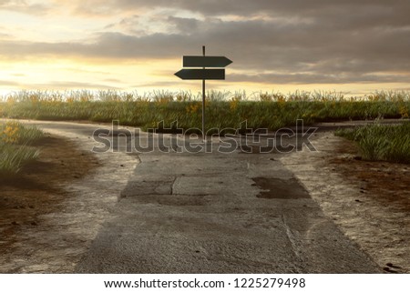 Crossroads with signpost (3D Rendering)