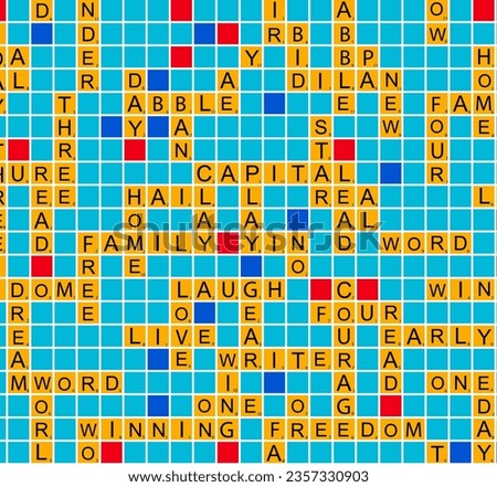 Crossword with empty boxes to insert any words for a clear message, brief heading or explicit information in keywords - square format template.