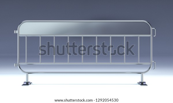 crowd barrier, fan divider, temporary\
metal security barrier mockup, 3d render\
isolated.
