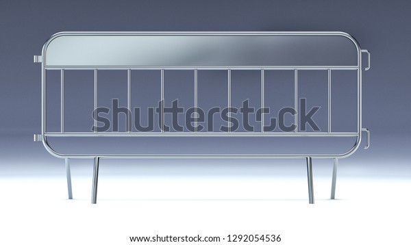 crowd barrier, fan divider, temporary\
metal security barrier mockup, 3d render\
isolated.