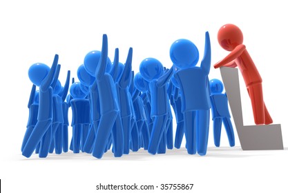 Crowd cheering at the leader during his speech - Powered by Shutterstock