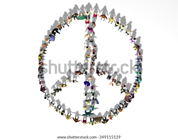 Crowd Forming Peace Symbol Stock Illustration 349115129 | Shutterstock