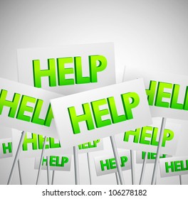 Crowd of green help signs - RASTER VERSION - Shutterstock ID 106278182