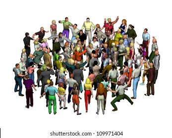 Crowd People Stands Around Center Stock Illustration 109971404 ...