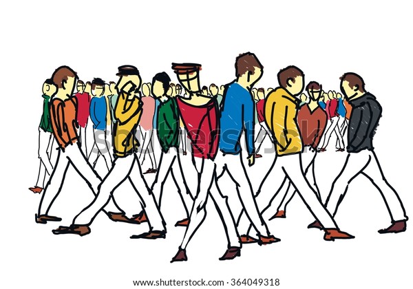 Crowd People Walking Isolated Cartoon Drawing Stock Illustration 364049318 We'll also learn quick and easy techniques about drawing characters and whole crowds of people in perspective! https www shutterstock com image illustration crowd people walking isolated cartoon drawing 364049318