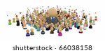 Crowd of small symbolic 3d figures, over white, isolated