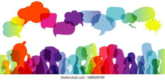 Crowd Talking Speech Bubble Dialogue Group Stock Illustration ...