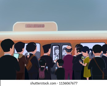 満員電車 日本人 のイラスト素材 画像 ベクター画像 Shutterstock