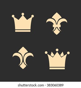 Crown And Fleur De Lis Icons