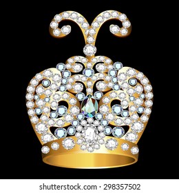 Crown Gold Precious Stones On Black Stock Illustration 298357502 ...