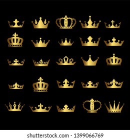 Crown icon set heraldic symbol  illustration.