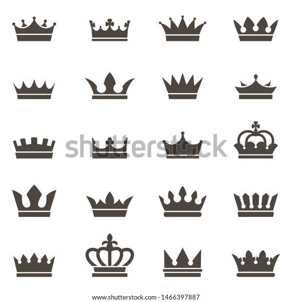 クラウンアイコン 王妃が高級王室の王冠王妃ティアラルディック賞を授与し 宝石賞の王侯の黒いフラットシルエット セット のイラスト素材
