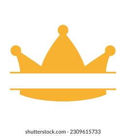 Crown split name frame monogram on white background. Isolated illustration.