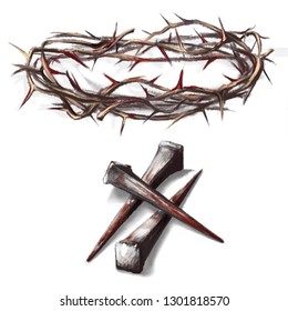 イエス キリストの血 聖なる血 十字架の道を持つ棘の頂 のイラスト素材