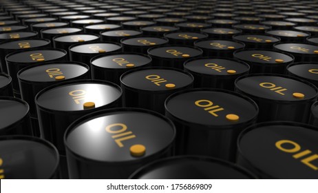 Crude Oil Barrels Fossil Fuel Petroleum Production Commodity Trade International Market  - 3D Illustration Render