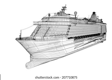 Cruise Liner, Ship,  Body Structure, Wire Model