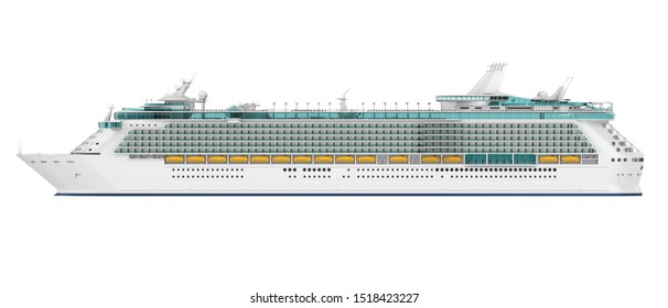 Cruise Ship Isolated (side View). 3D Rendering