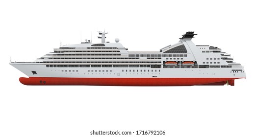 Cruise Ship Isolated (side View). 3D Rendering