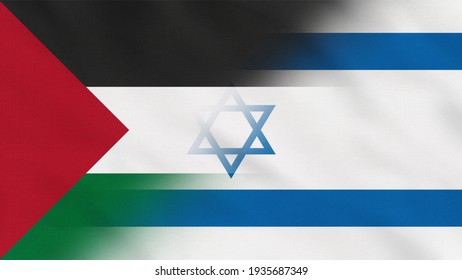 Crumpled Fabric Flag Of Palestine And Israel.