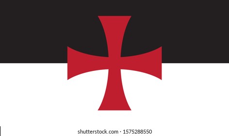 The Crusaders Knights Templar Battle Flag Standard Flag Of A Black And White Background With The Saint Georges Cross Central