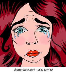 Vektor Stok Exhausted Crying Woman Depression Pop Art Tanpa Royalti Shutterstock