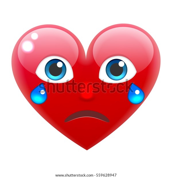 Crying Heart Smile Emoticon Tears Heart Stock Illustration 559628947