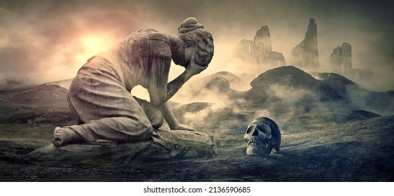 Crying Woman And Apocalypse Skull