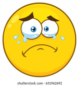 Crying Yellow Cartoon Smiley Face Character Stock Illustration ...